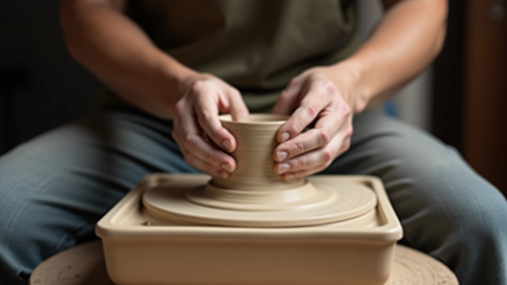 Hands demonstrating proper wheel-throwing posture and clay centering technique