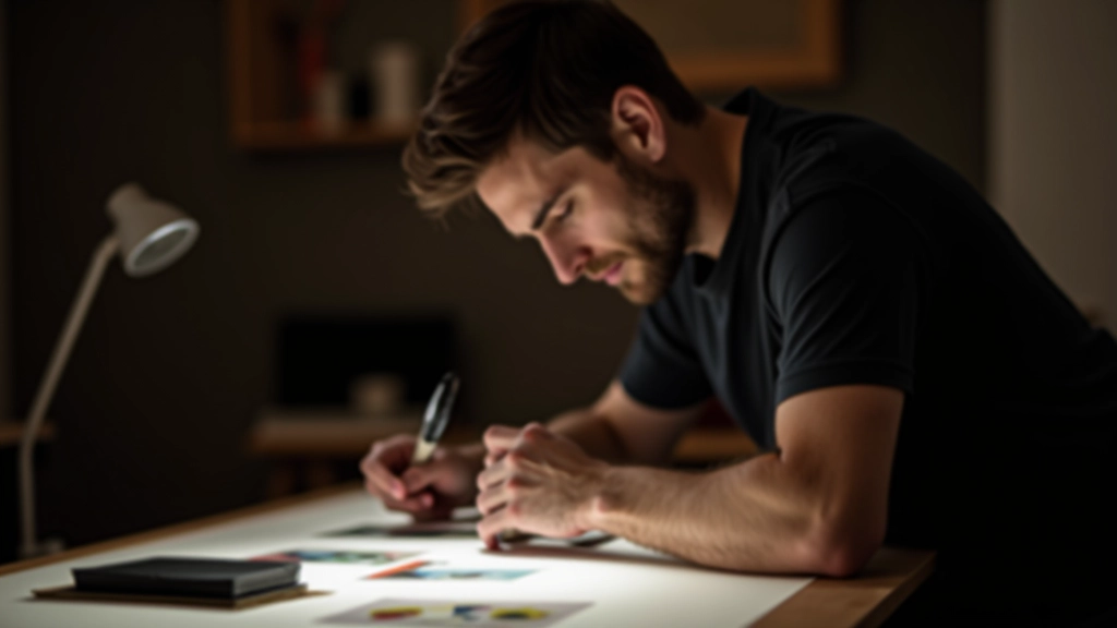 Photographer reviewing contact sheets and prints on light table with magnifying loupe during club review session